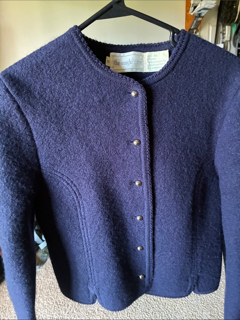 The Eagle's Eye Women's Navy Buttoned Bouclé Jacket